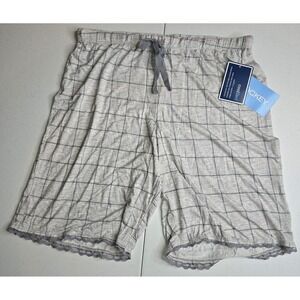 JOCKEY Women's NWT Small Gray And White Plaid Sleep‎ Shorts New With Tags -1149
